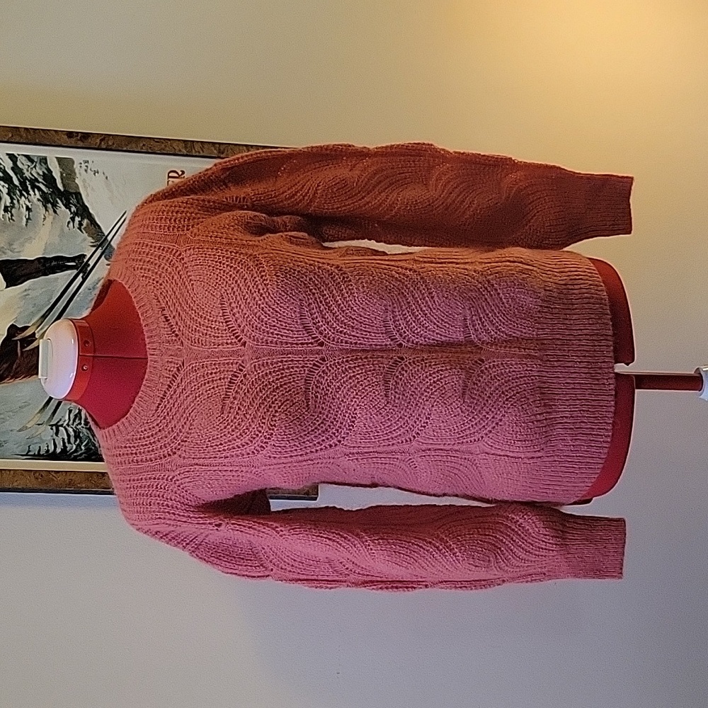 Orange Pink Knit Mohair Sweater